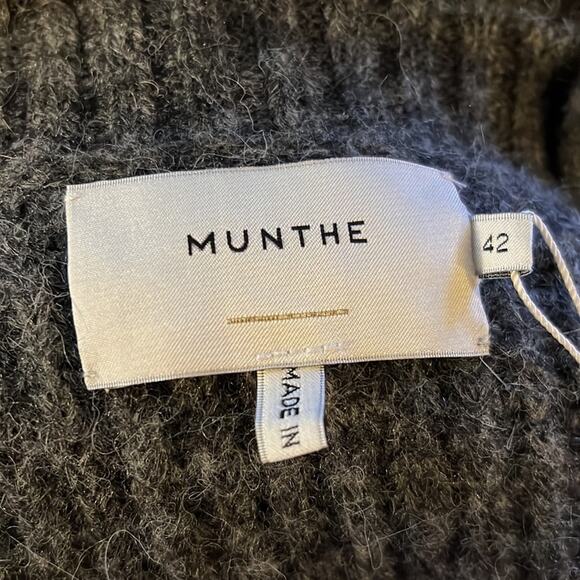 MUNTHE Riga Knit Long Loose Wool Ribbed Long Cardigan Size 10 NWT - Picture 9 of 11